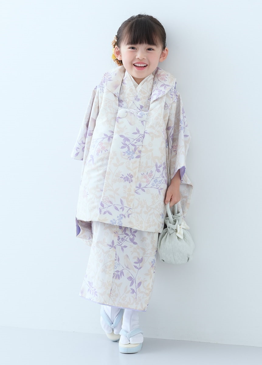 七五三（三歳用）被布・着物セット おめかし ラベンダー（お取り寄せ品