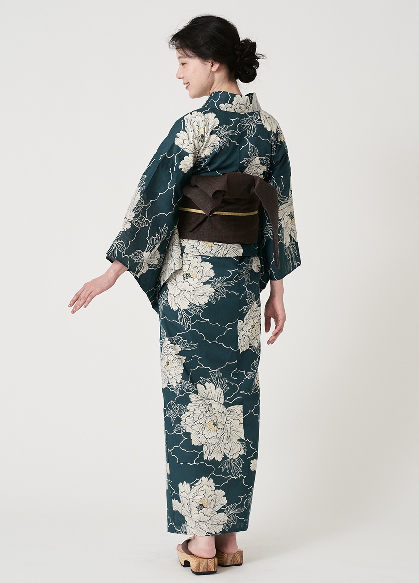 浴衣 風花 雲どりに牡丹 青緑（ご予約受注品） | 浴衣 | やまと