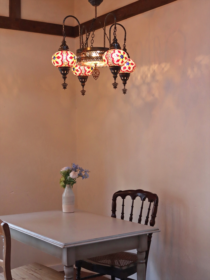 キリムスタイル / トルコランプ モザイクガラスランプシャンデリア 4灯