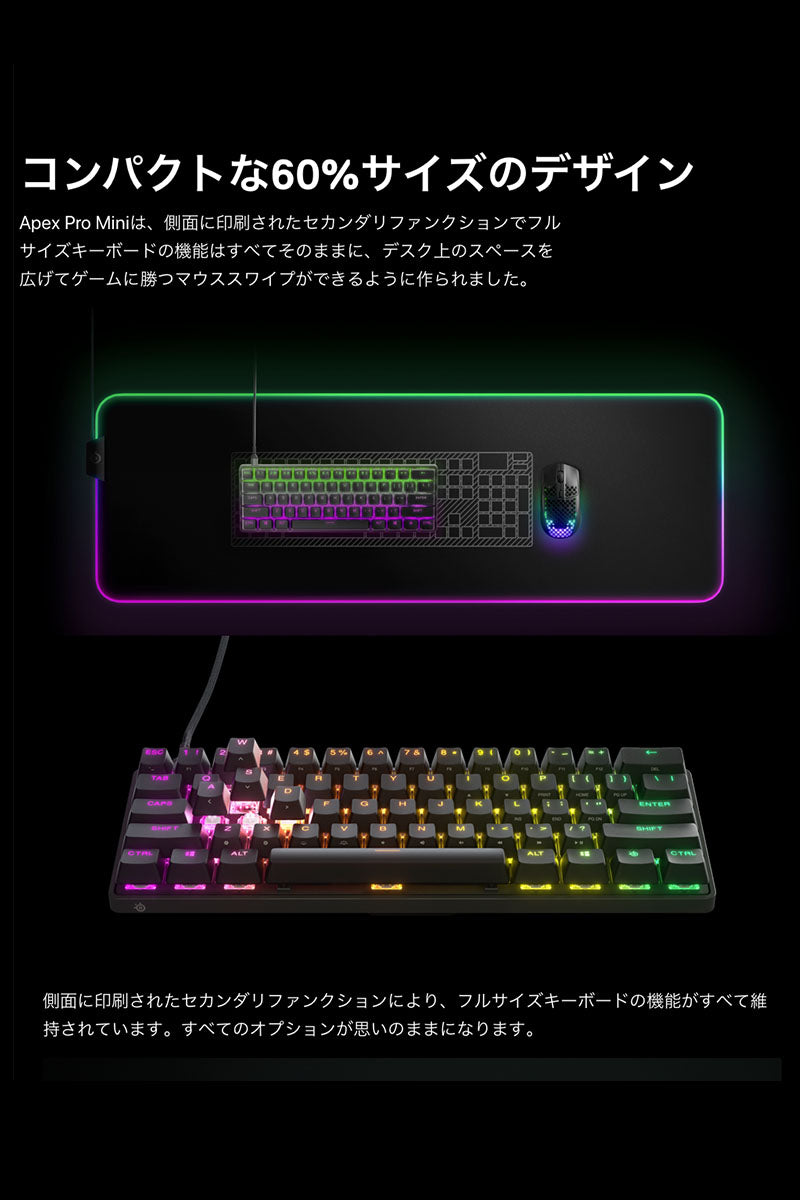 SteelSeries Apex Pro Mini 有線 テンキーレスメカニカルゲーミング