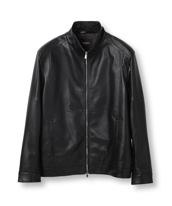 スタンドカラーシングルライダース レザージャケット｜メンズ