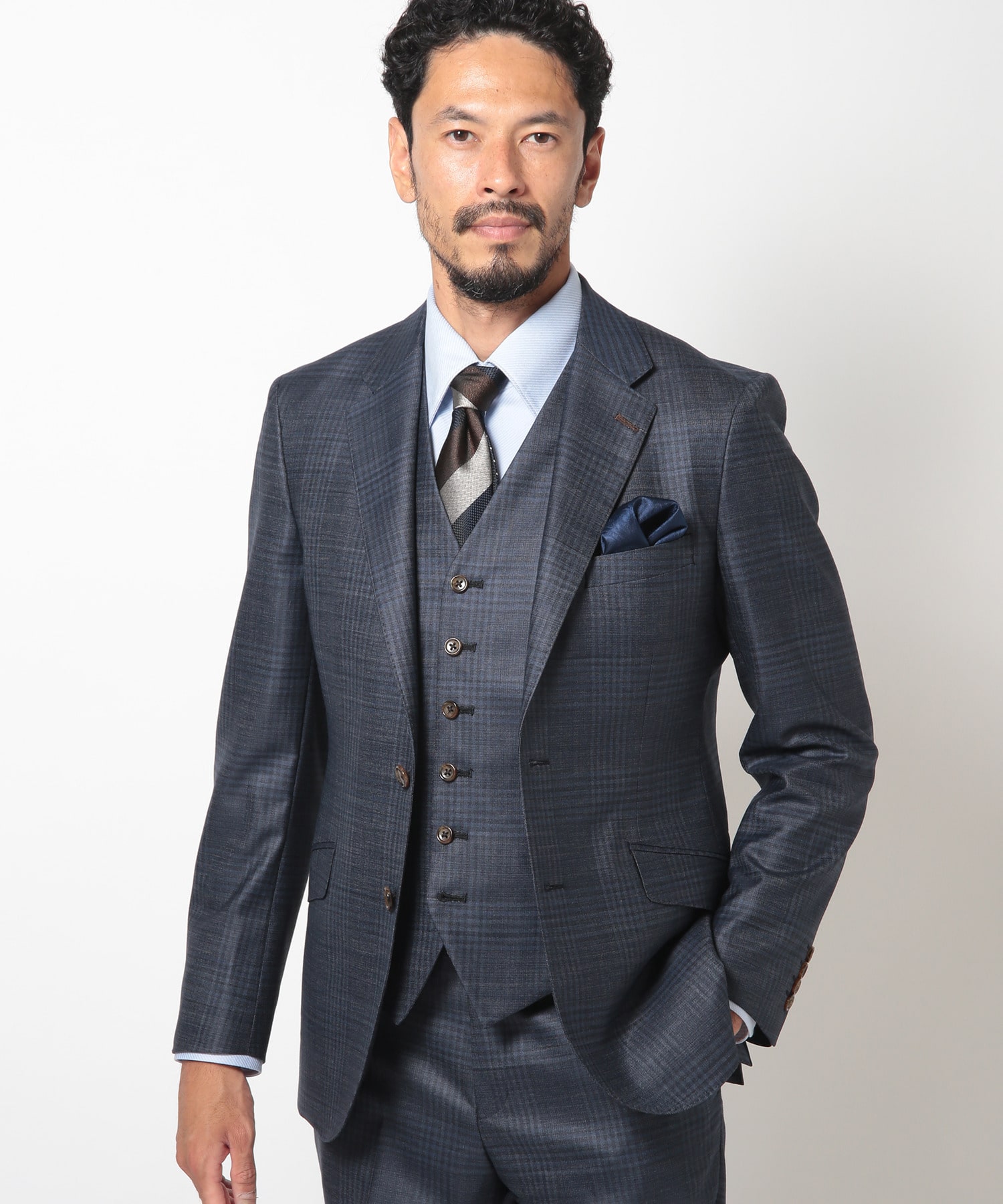 大きいサイズ44 INDIVI スーツ セットアップ ストライプ グレー 楽天