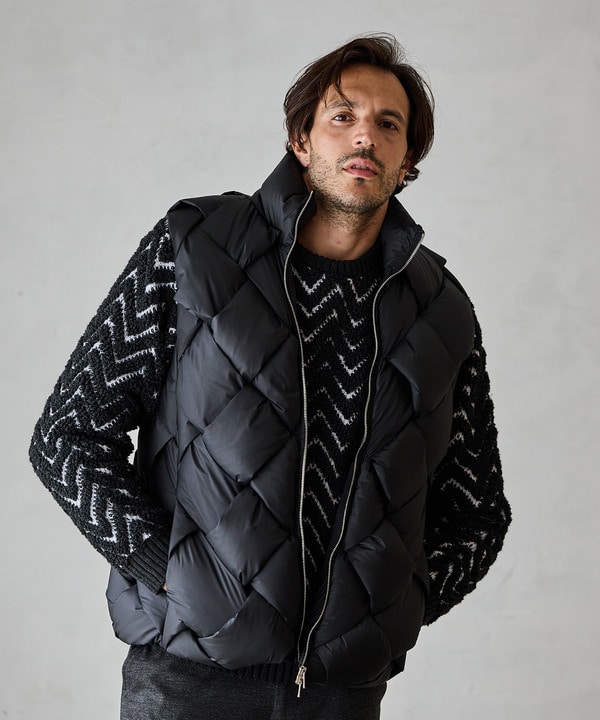 イントレチャートスタンドカラーダウンベスト｜メンズファッション通販