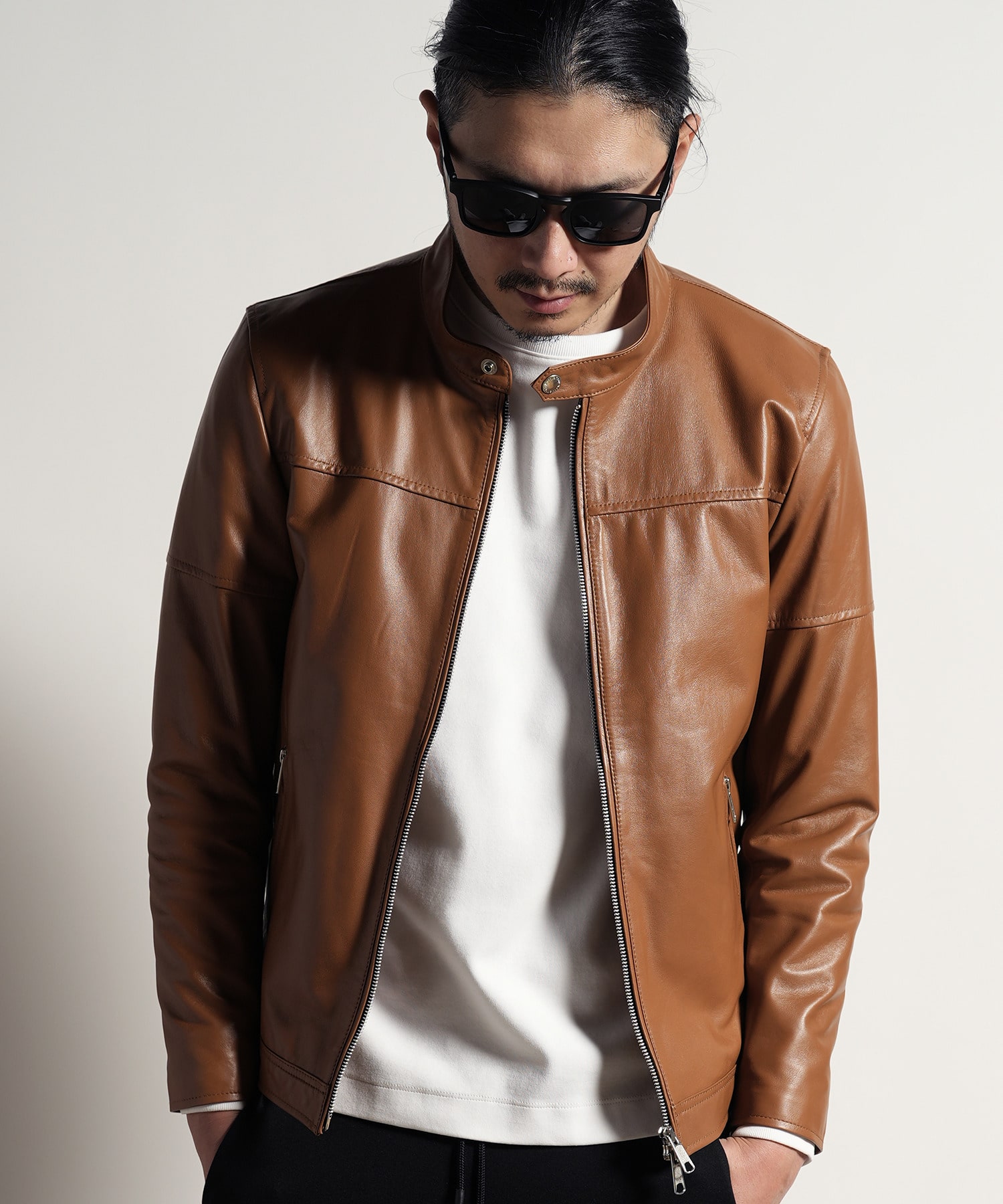 最高級イタリア製✨dunhill ライダースジャケット ラムレザー 羊革