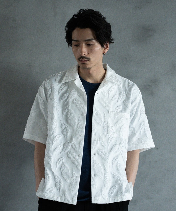 フェザージャガードジャージオープンカラーシャツ｜メンズファッション