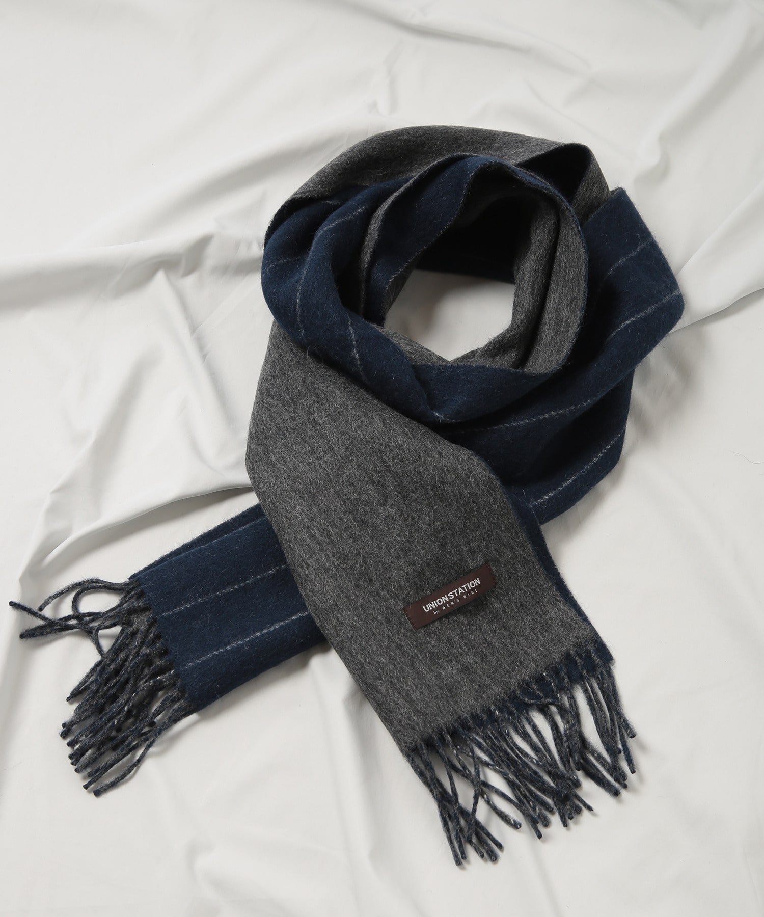 カシミヤ混ストライプ柄ウールマフラー｜メンズファッション通販 MEN'S