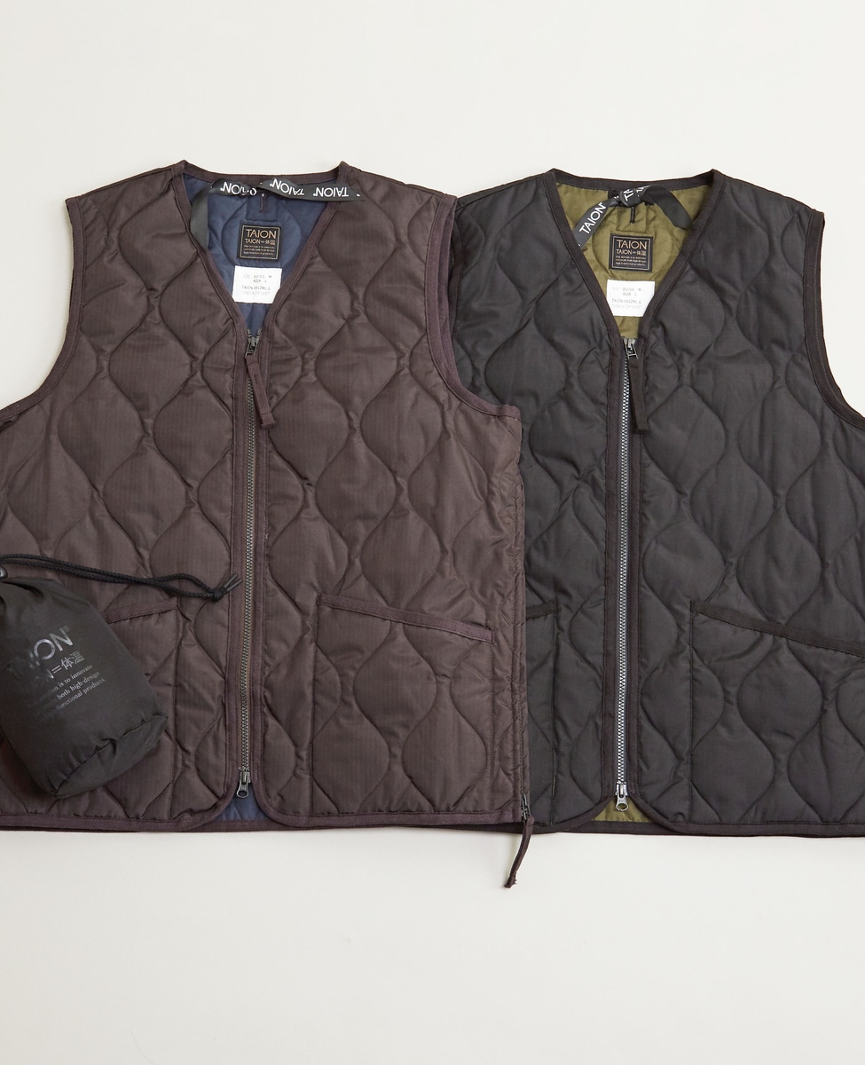 TAION/タイオン】ミリタリー Vネックジップ ダウンベスト｜MEN'S