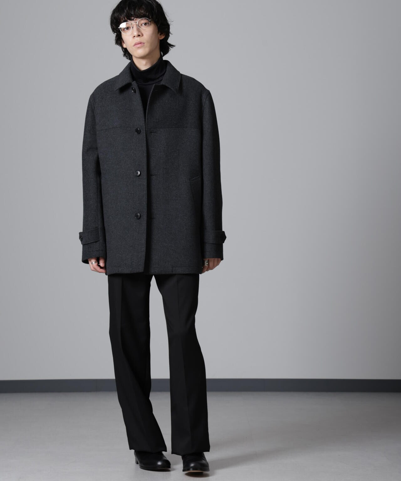 ウール カシミヤ 二重織り メルトン カー コート