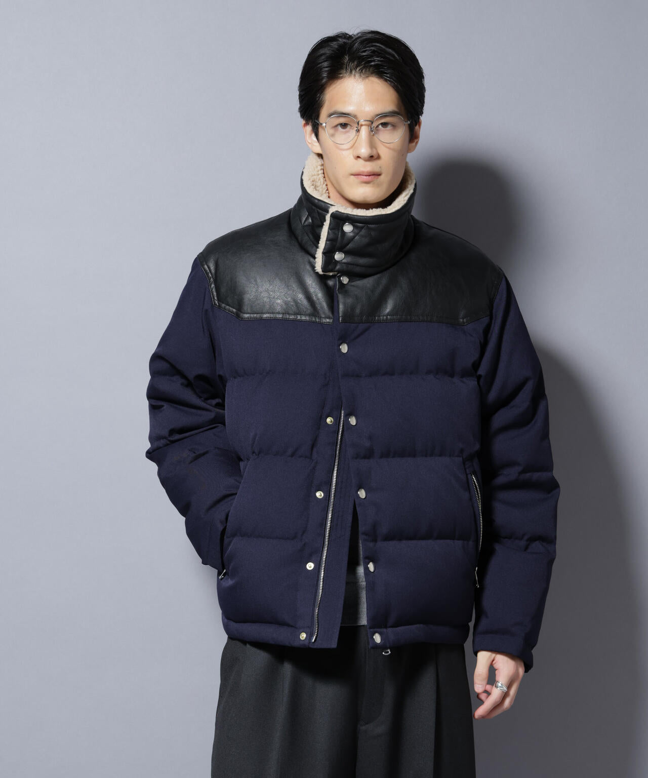 西川ダウン(R)」ボアカラーサージショートダウン