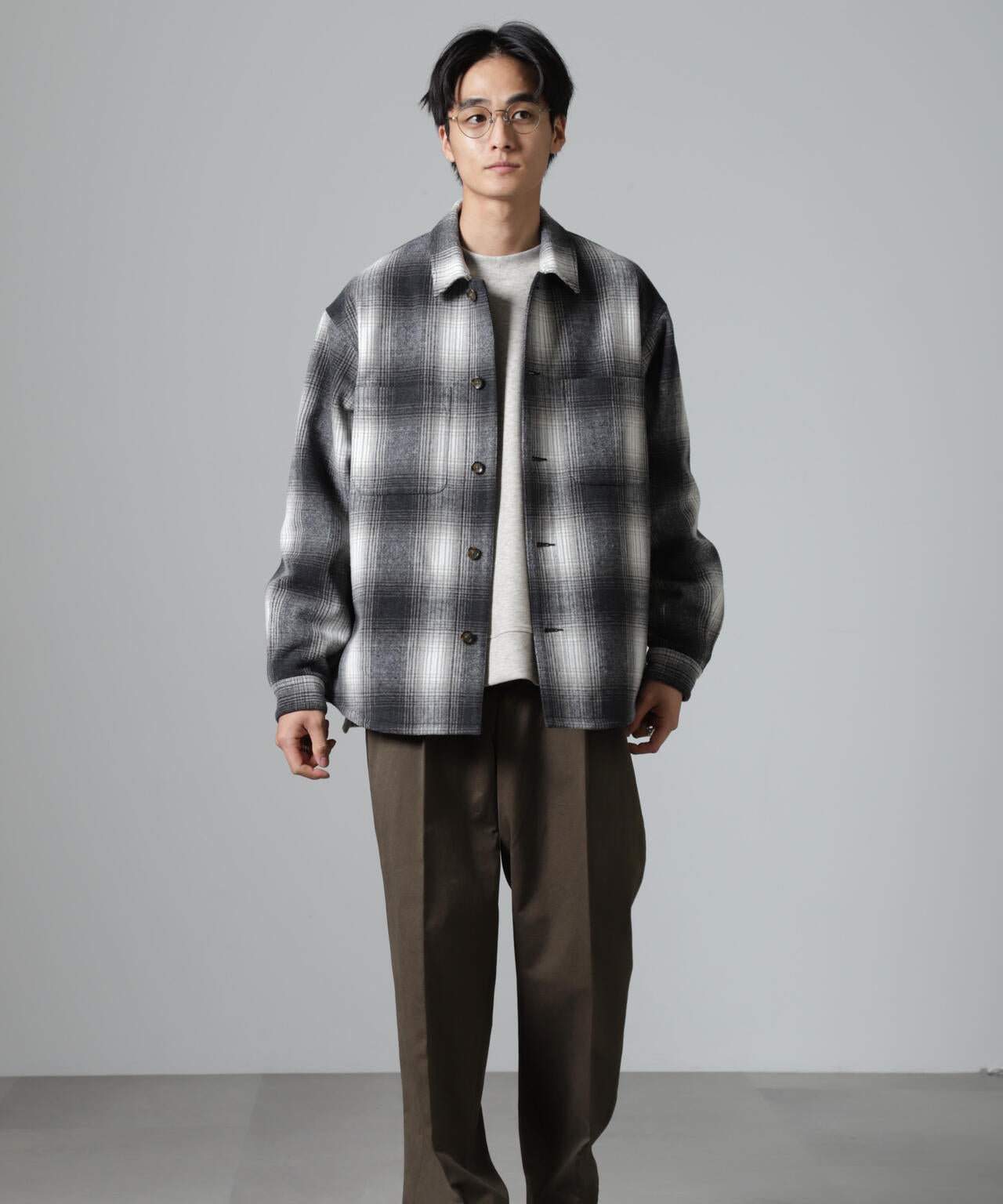 テック メルトン CPO パターン チェック シャツ ブルゾン