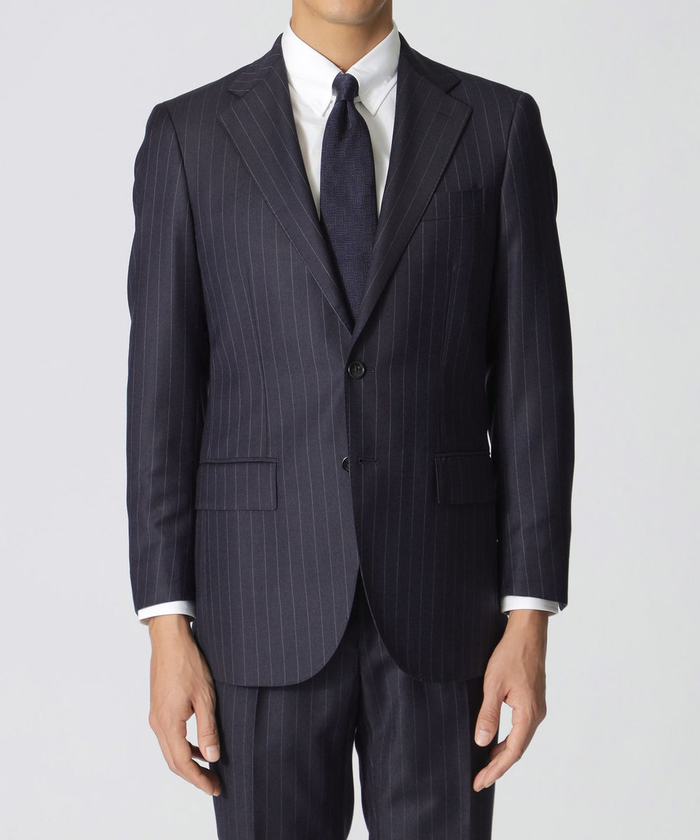 BAKER MODEL」ウール・シルク・カシミヤ三者混ピンストライプ柄スーツ