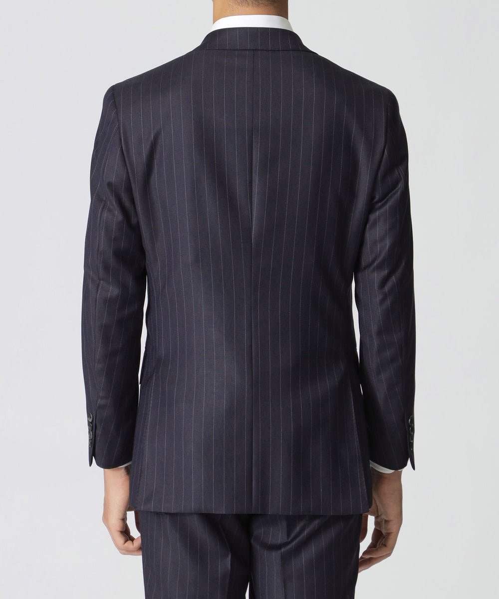 BAKER MODEL」ウール・シルク・カシミヤ三者混ピンストライプ柄スーツ