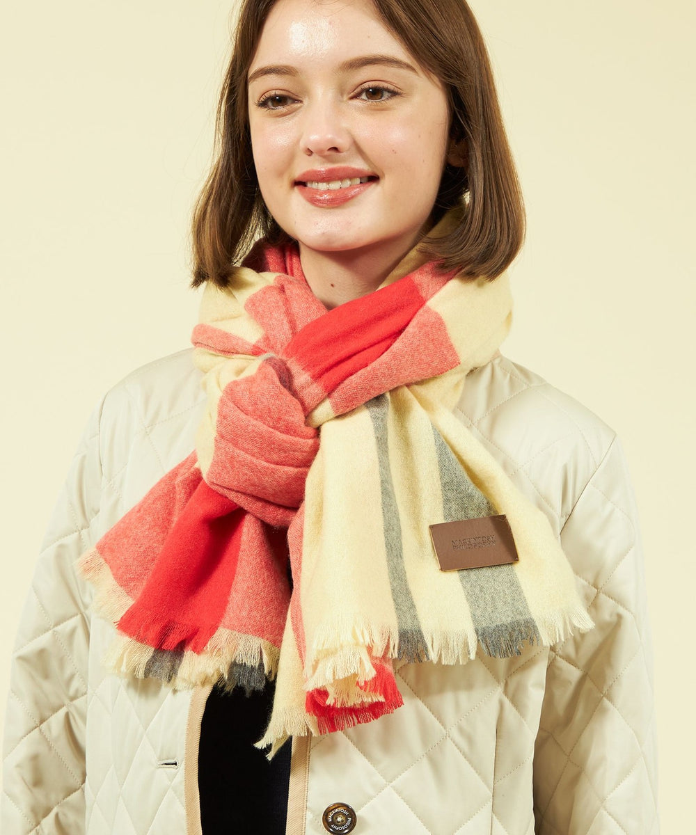 ウォッシャブルカシミヤブロックチェックストール(マフラー・ストール