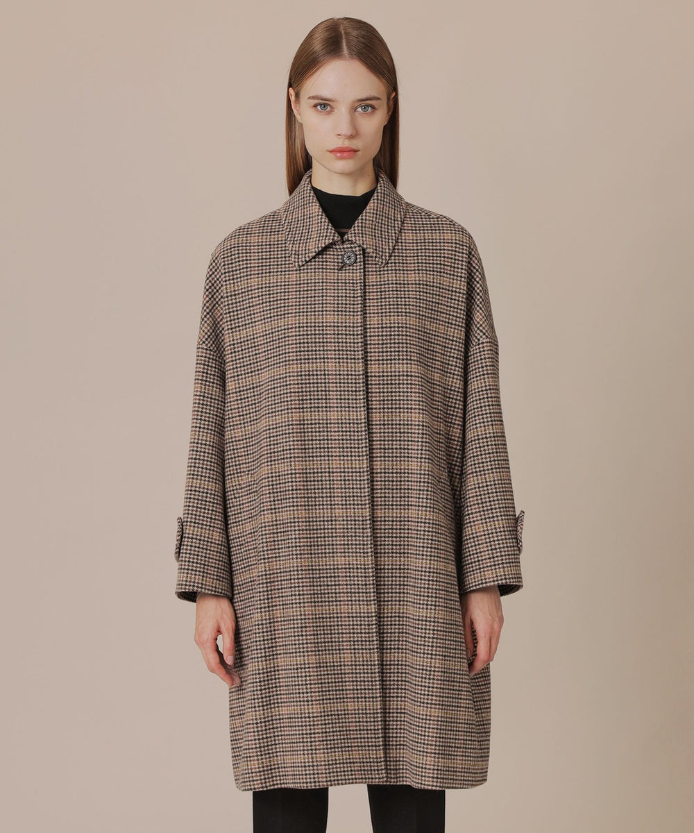 ROSLEY/ロズリー】ガンクラブチェックメルトンステンカラーコート