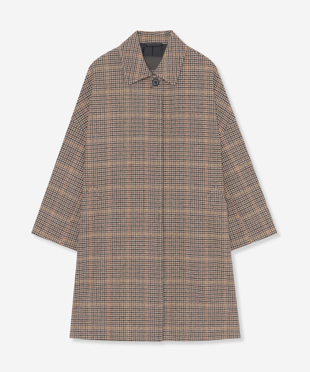 ROSLEY/ロズリー】ガンクラブチェックメルトンステンカラーコート