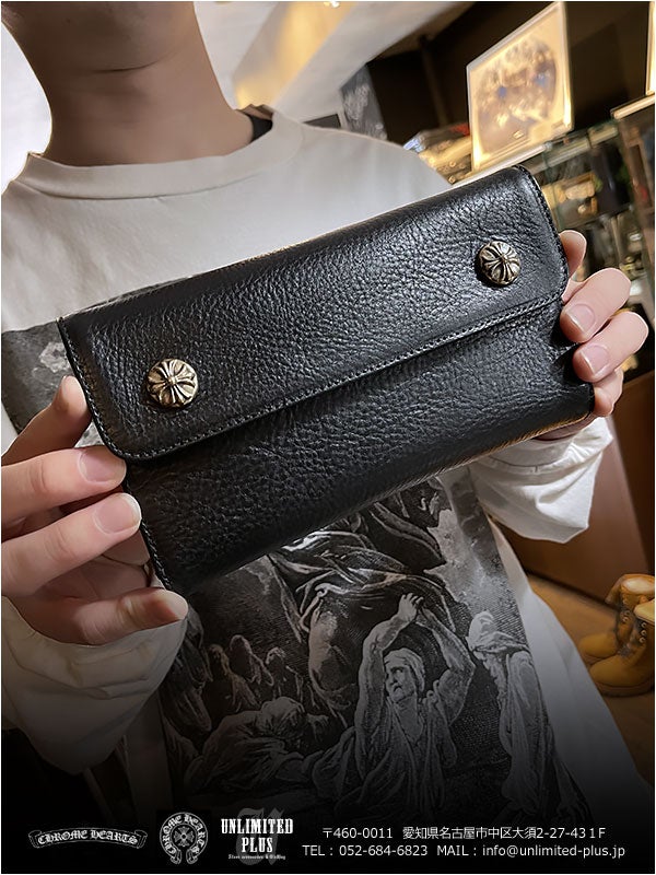 SOLD！クロムハーツ 財布 ウェーブ ウォレット クロスボタン ブラック