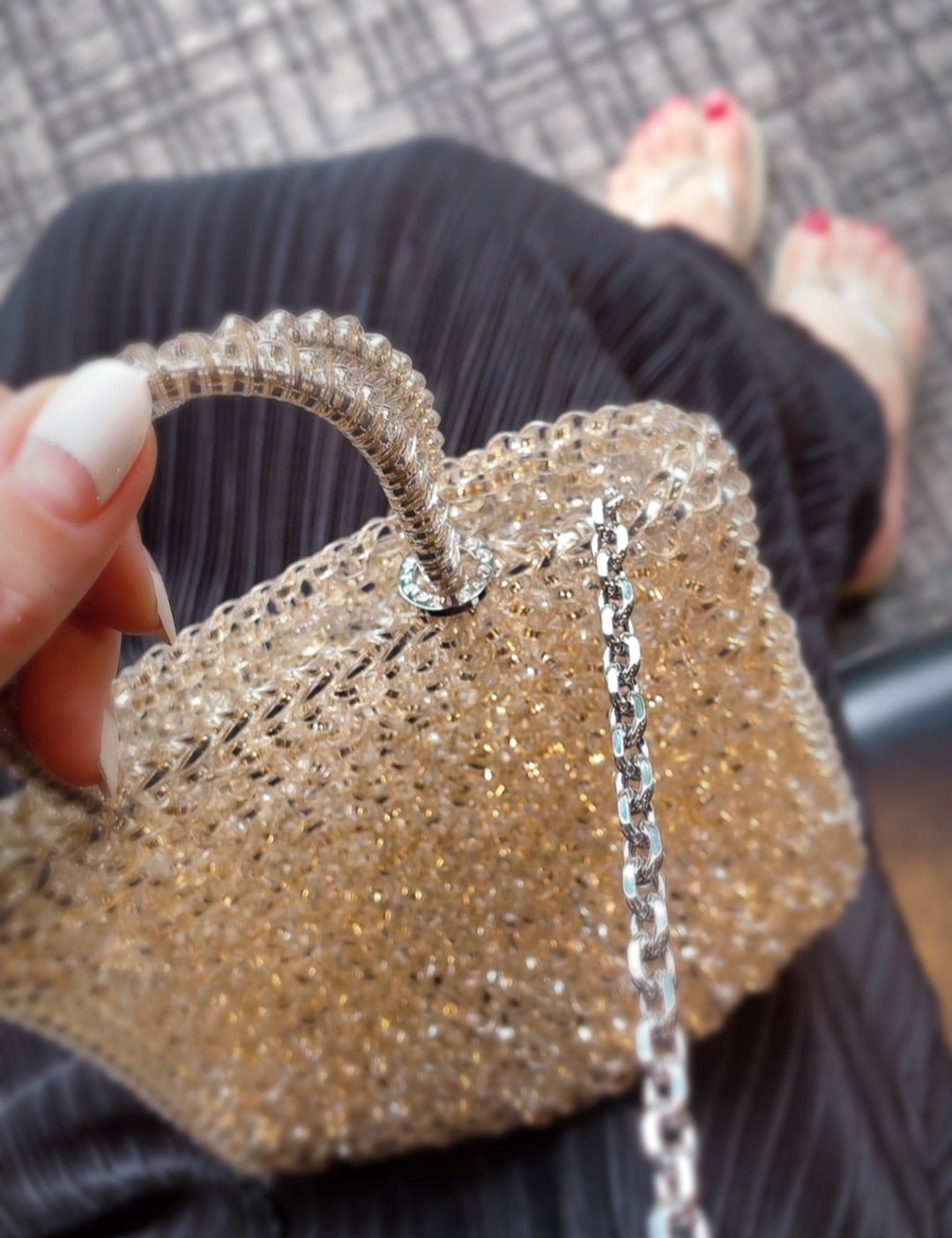 ANTEPRIMA アデッソミニアトゥーラシルバーゴールドワイヤーバッグ