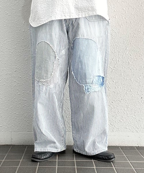 KAPITALのヒッコリー ZIPPERワイド ランバーパンツ＆ペインターボート