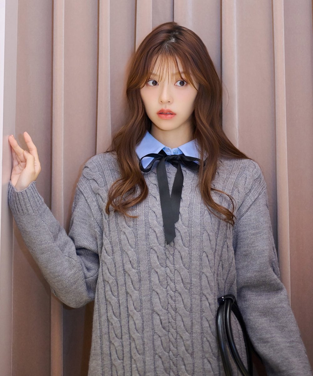 残り僅か！人気商品！再入荷した ケーブルニット＆シャツミニ