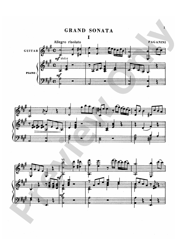 Paganini: Grand Sonata for Guitar and Piano with Accompanying