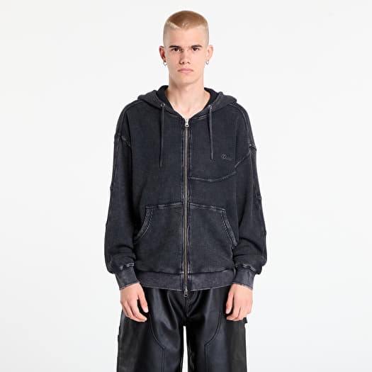 Men's hoodies DIME Premium Waffle Zip Hoodie UNISEX Faded Black