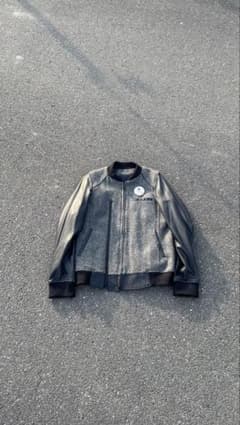 00s y2k お兄系切り替えレザージャケット ダブルジップ ギミック系