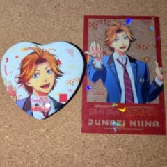 ときメモGS ラウンドワン 新名 ハート型缶バッジ ホログラムカード