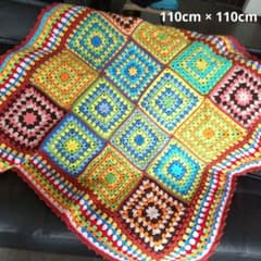 ハンドメイド グラニースクエア マルチカバーブランケット こたつ