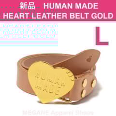 新品 完売 L ヒューマンメイド ハート レザー ベルト GOLD カウレザー