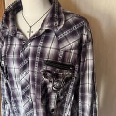 00' チェック柄 長袖シャツ 紫 平成 お兄系 ギャル y2k Archive - メルカリ