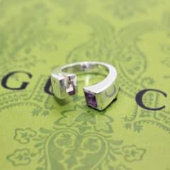 美品 GUCCI グッチ ツイスト アメジスト シルバー リング 指輪 9号