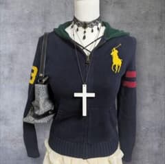 ラルフローレン ニット ジップパーカー ビッグポニー y2k 平成ギャル