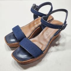 DIANA】ダイアナ ネイビー デニム ウェッジサンダル 日本製 - メルカリ
