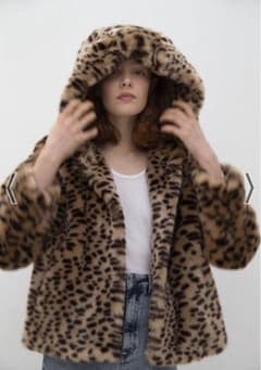 Jakke ジャッキー フェイクファーコート レオパード 豹柄 エコファー M