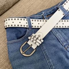 スタッズベルト 白 y2k sk8 スケーター ベルト 平成 ホワイト 男女兼用