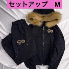 9090 girl 90 Logo Glitter Fur Zip セットアップ - メルカリ