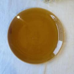 フランスヴィンテージ サンタマン窯プレート1点イエローブラウン古道具