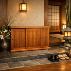 十万石印 シューズボックス 木製 下駄箱 和風 昭和 レトロ