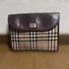 バーバリー クラッチバッグ ノバチェック 金プレートロゴ シャドー