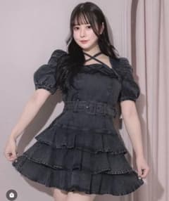 pium ピウム ティアードフリルミニワンピース デニム - メルカリ