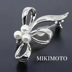 MIKIMOTOミキモト シルバーパールブローチ ☆3珠☆フラワー☆現行完売