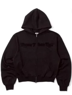 HTH glitter heart logo zip hoodie ブラック - HTH glitter heart