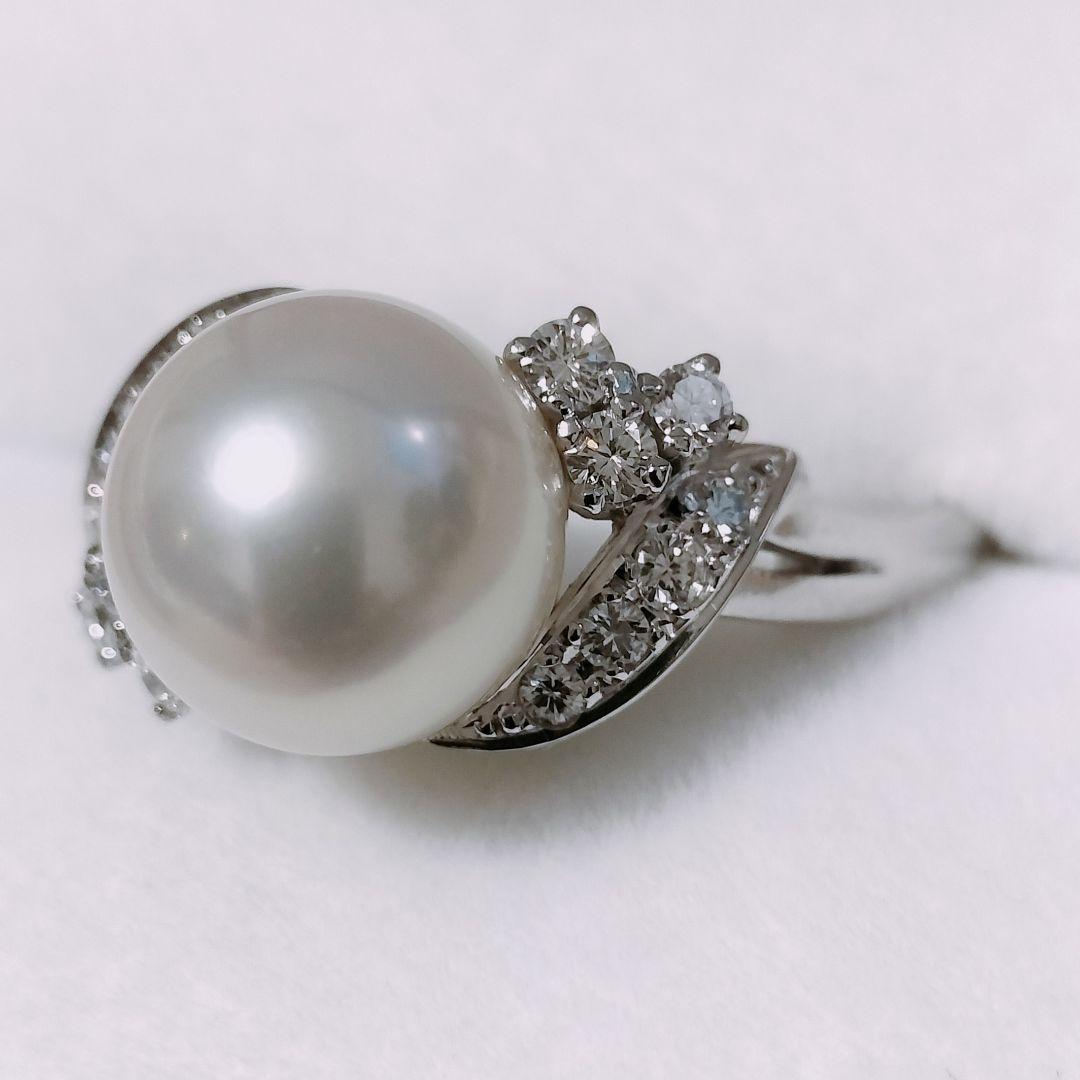 ミキモト ダイヤモンド×パール リング Pt950 9.2mm 6.0g