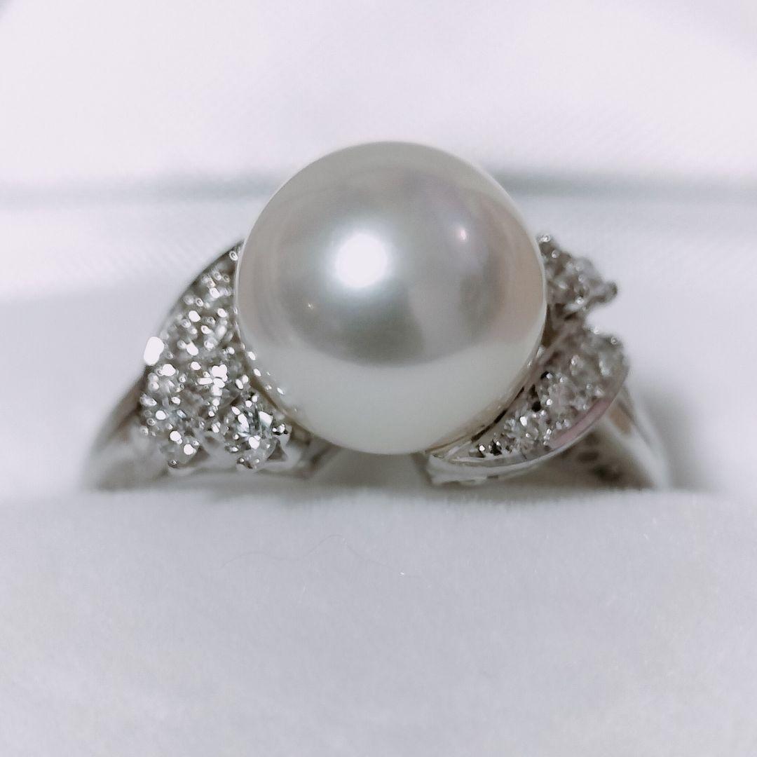ミキモト ダイヤモンド×パール リング Pt950 9.2mm 6.0g