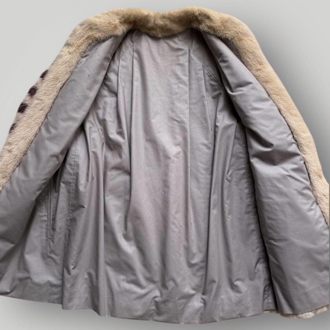 毛皮☆ミンク MINK ファーコート バイカラー パープル クリーム