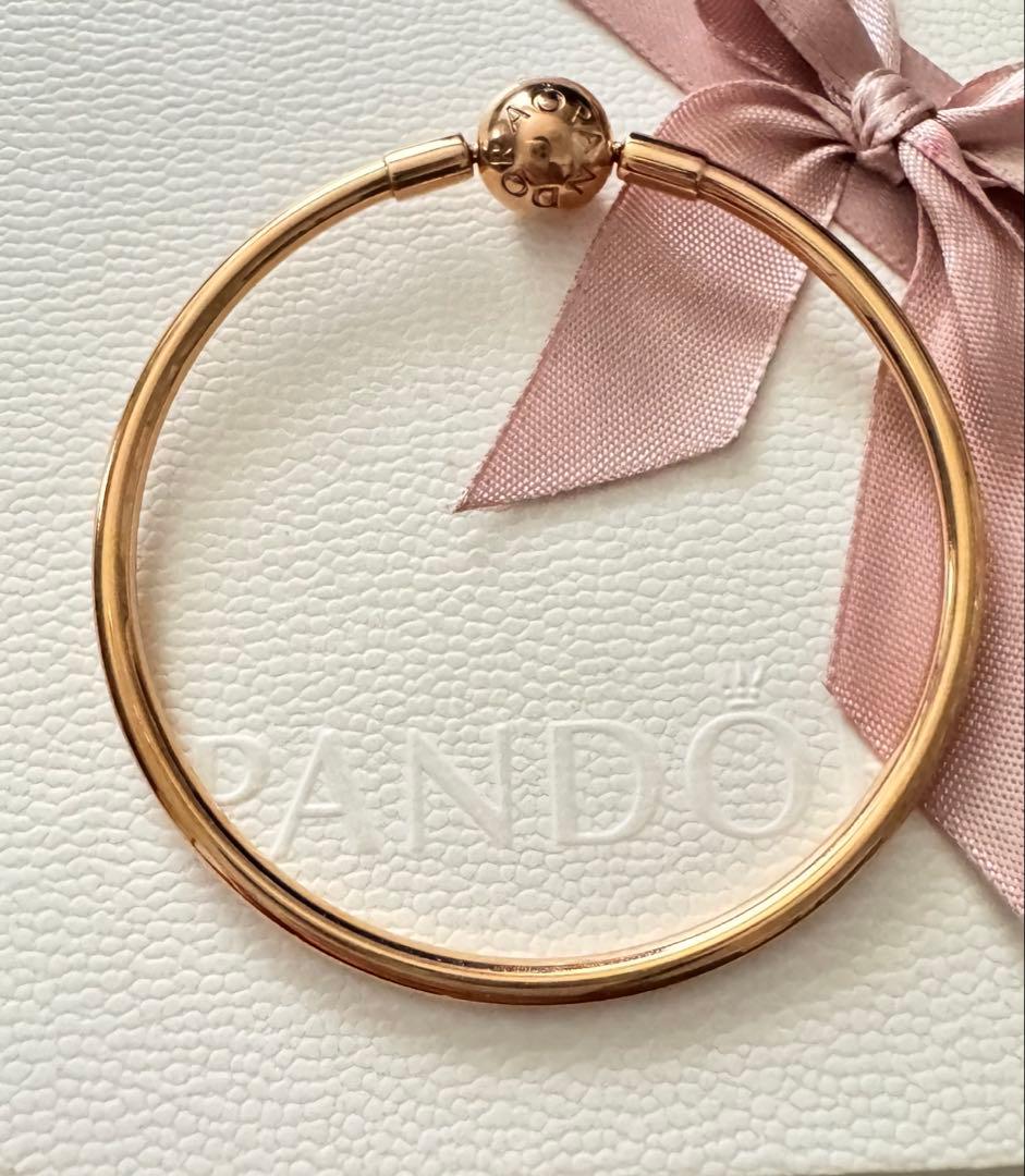 pandoraパンドラローズピンクゴールドバングルブレスレット 17cm