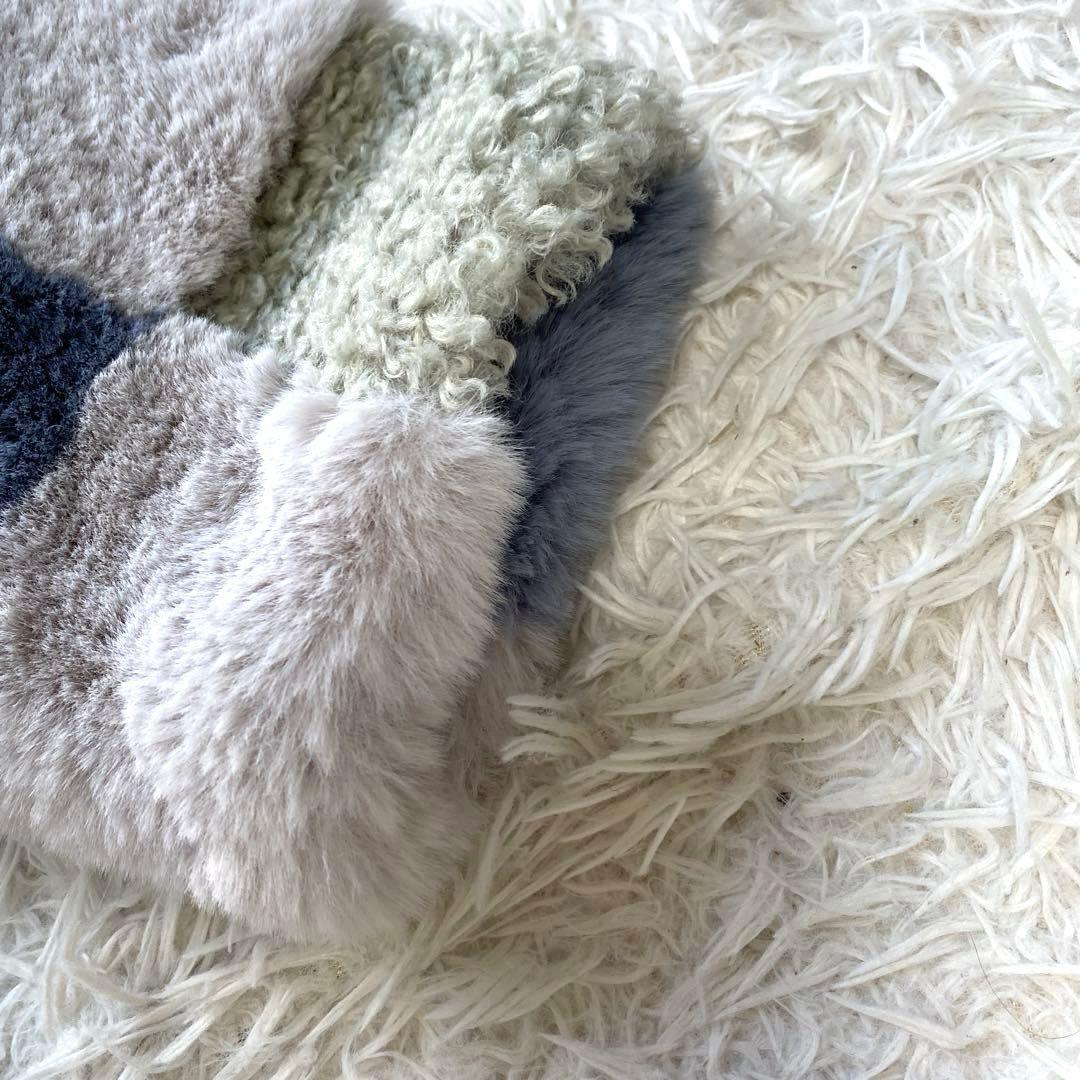 FUR FUR エコファー ミックスブルゾン ファーコート ジャケット ブルー