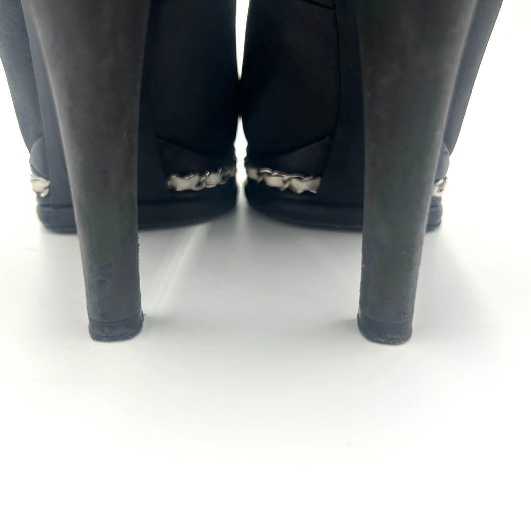 CHANEL シャネル パンプス ココマーク チェーン ブラック 23.5cm