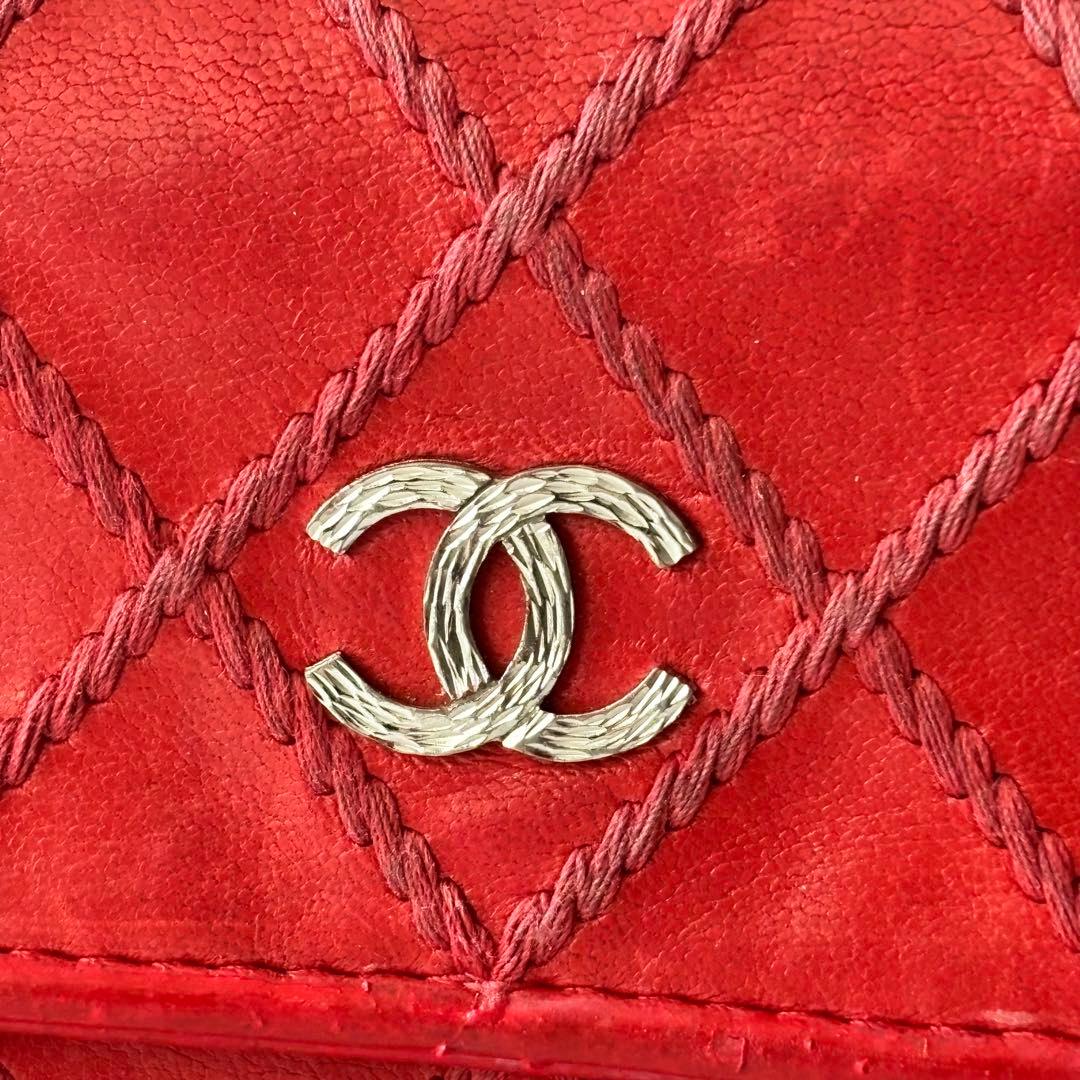 シャネル A80142 ウォレット ココマーク レザー赤 レッド 長財布 19番