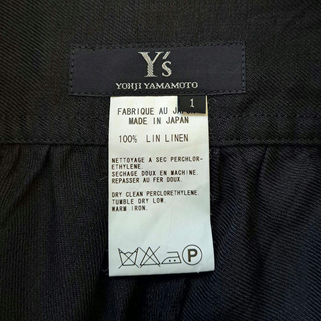 Y's リネン ガウチョ ワイド パンツ 黒 日本製
